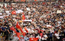 বিক্ষোভে উত্তাল হয়ে উঠেছে মিয়ানমার