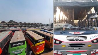 দেশে দূরপাল্লার বাস বন্ধ, নেত্রকোনায় বাসে আ গু ন