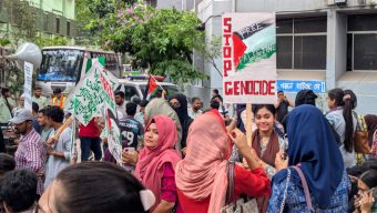পুলিশি বাধায় জবির ‘মার্চ ফর প্যালেস্টাইন’ পণ্ড