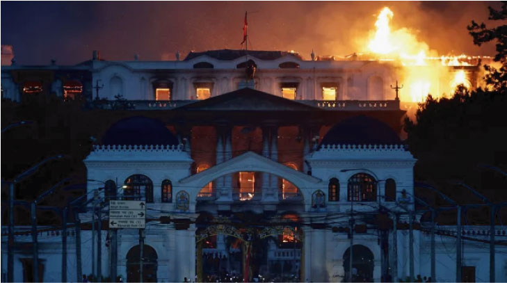 নেপালে বিক্ষোভকারীদের দেয়া আগুনে সাবেক প্রধানমন্ত্রীর স্ত্রীর মৃত্যু