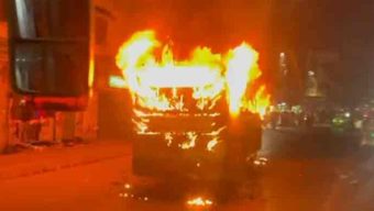 গাজীপুরে চলন্ত বাসে আগুন