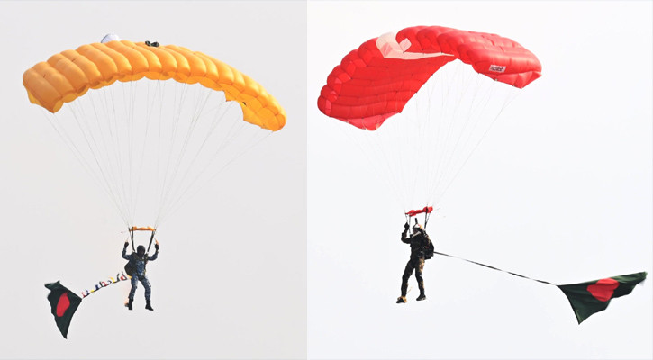 জাতীয় পতাকা নিয়ে সর্বাধিক প্যারাস্যুটিং করে বিশ্বরেকর্ড বাংলাদেশের